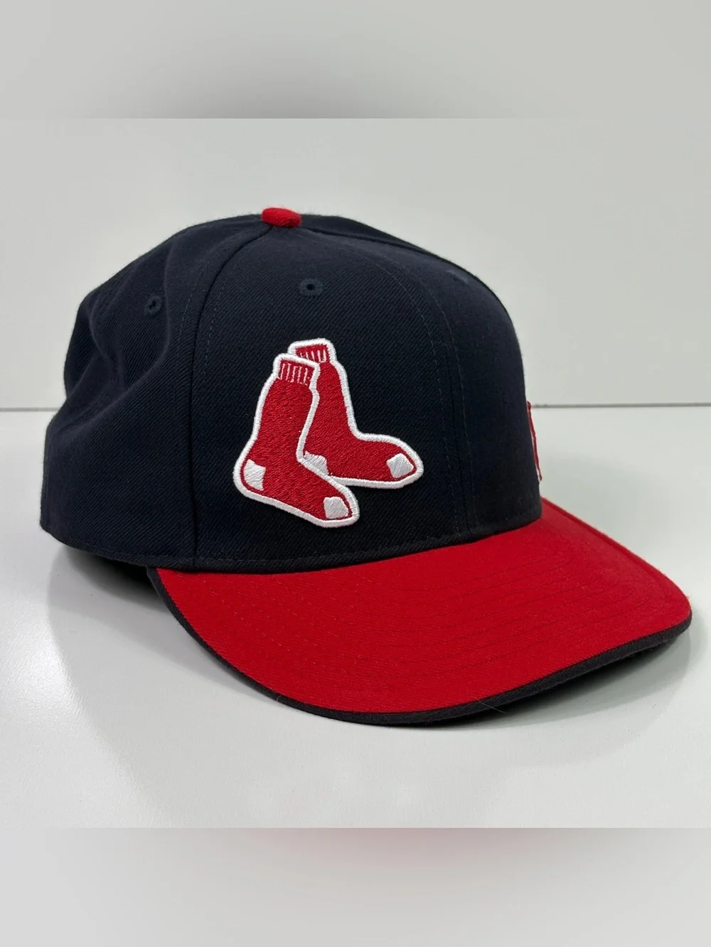 Boston Red Sox New Era Baseball Hat Cap Mens 7 5/8 Black Red 59fifty 100% Wool